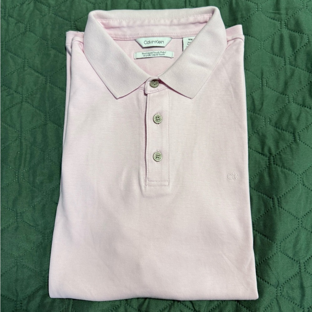 Calvin Klein Pink Polo Shirt Short Sleeve Cotton - Picture 4 of 4
